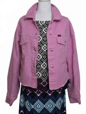 WRANGLER Bright Pink Cropped Denim Jacket Size M
